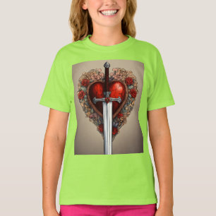 Herz-und Schwert-Grafik-T - Shirt