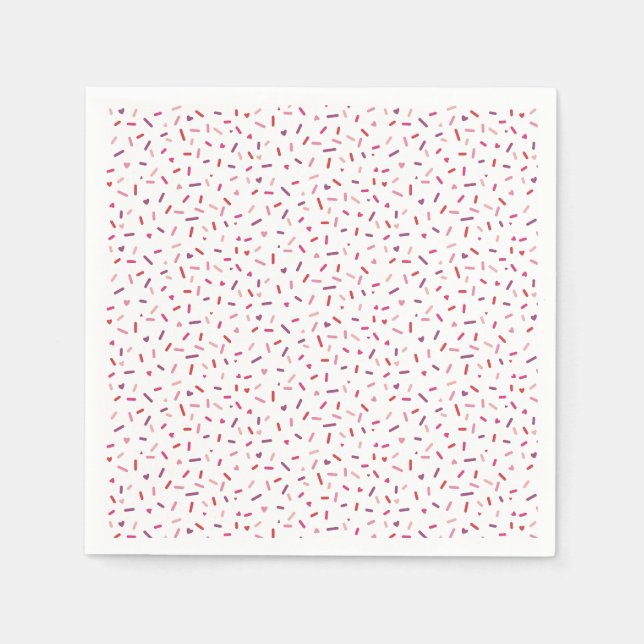Herz und Sprinklen rosa lila Valentinin Serviette (Vorderseite)