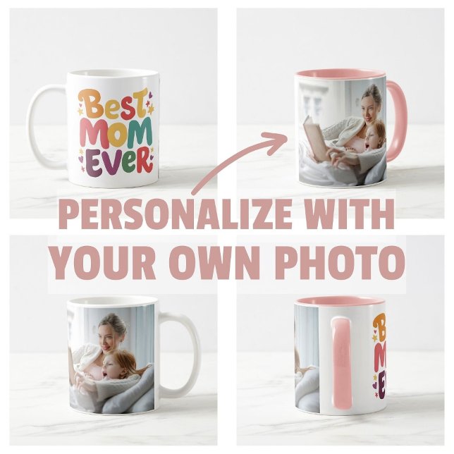 Herz und Sterne Beste Mama je Kaffeetasse (personalize own photo Hearts and Stars Best Mom Ever mugs)