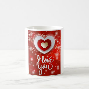 Herz und Sterne in Rot Kaffeetasse