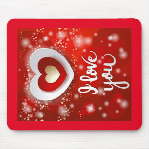 Herz und Sterne in Rot Mousepad