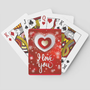 Herz und Sterne in Rot Spielkarten