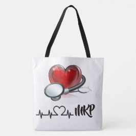 Herz und Stethoskop Große Monogramm-Tasche Tasche