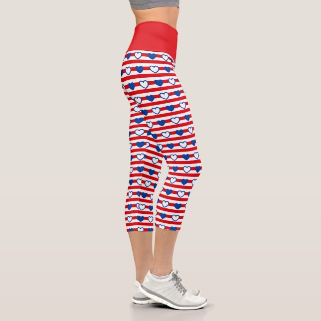 Herz und Streifen Capri Leggings (Rechts)