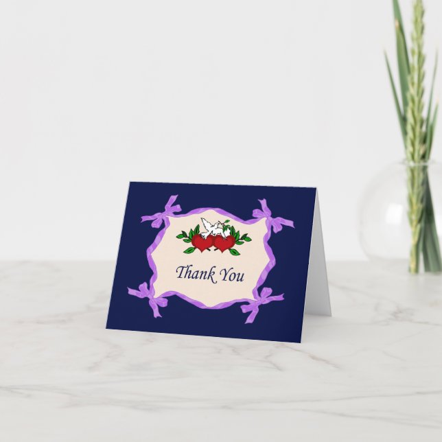 Herz und Taube Danke Karte (Vorderseite)