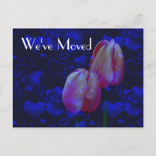 Herz und Tulips Neue Adresse florale Postkarte
