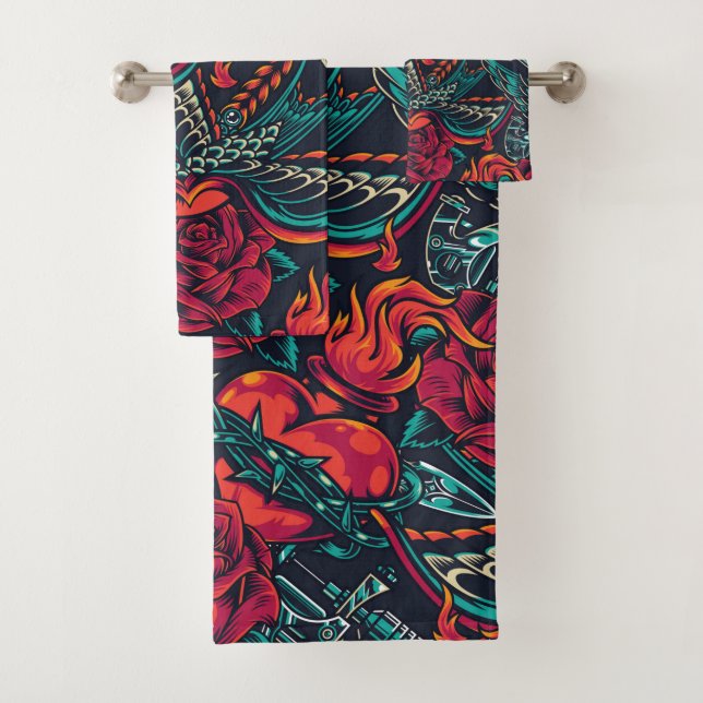 Herz und Vogel Badhandtuch Set (Insitu)