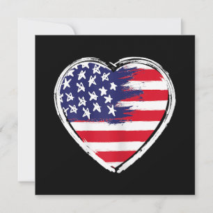 Herz US-Flagge 4. Juli Patriotische amerikanische  Einladung