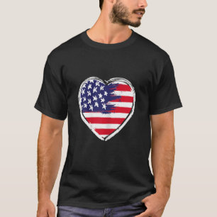 Herz US-Flagge 4. Juli Patriotische amerikanische T-Shirt