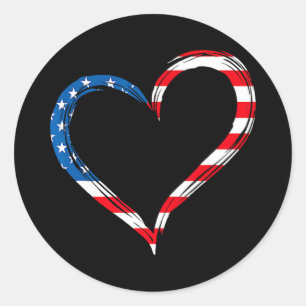 Herz usa Flagge Memorial Day patriotisch amerikani Runder Aufkleber