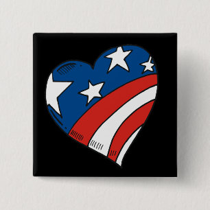 Herz USA-Flaggen-T-Shirts und Geschenke Button
