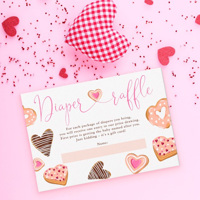 Herz Valentine Donuts Windeln Tombola Babydusche Begleitkarte (Von Creator hochgeladen)