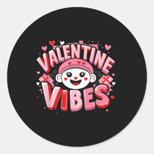 Herz Valentine Vibes Groovy Checkered Men Women Runder Aufkleber