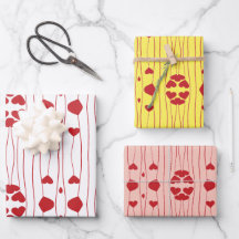 Herz-Valentine-Wrapping Paper - Set von 3