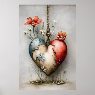 Herz Valentinstag Druck, Frühling Wandkunst Poster