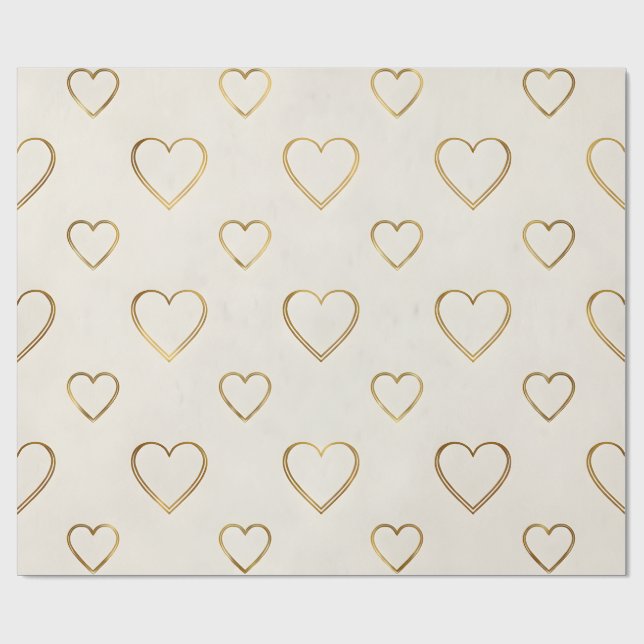 Herz-Verpackungspapier in Goldfarbe Geschenkpapier (Flach)