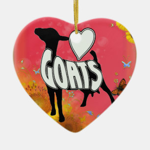 HERZ-VERZIERUNG DER LIEBE-ZIEGEN-CHRISTMAST KERAMIK ORNAMENT