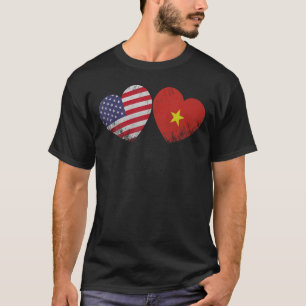 Herz vietnamesische amerikanische Flagge Patriotis T-Shirt