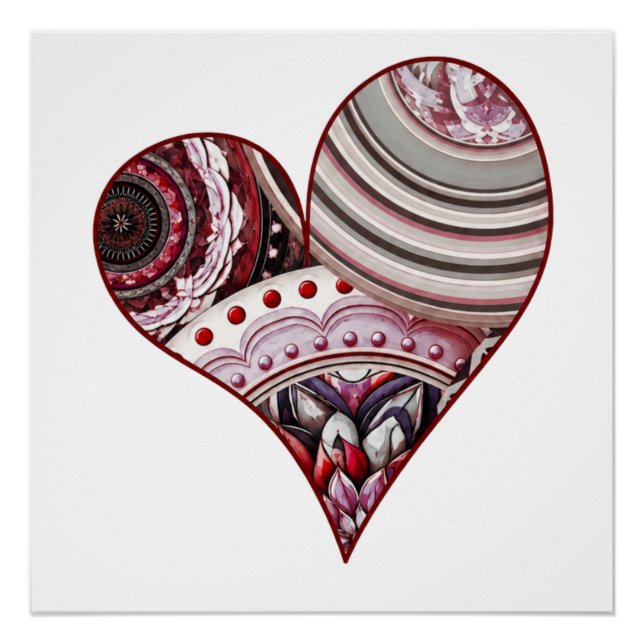 Herz Vintage Mandalas Poster (Vorderseite)