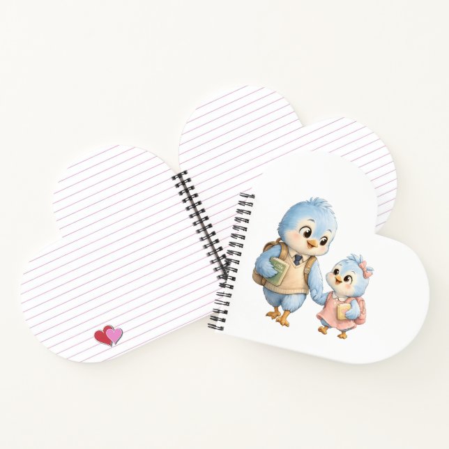Herz Vogel Bruder Schwester Notizbuch (Innenseite)