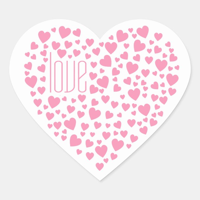 Herz voll Herz Liebe Rosa ID733 Herz-Aufkleber (Vorderseite)