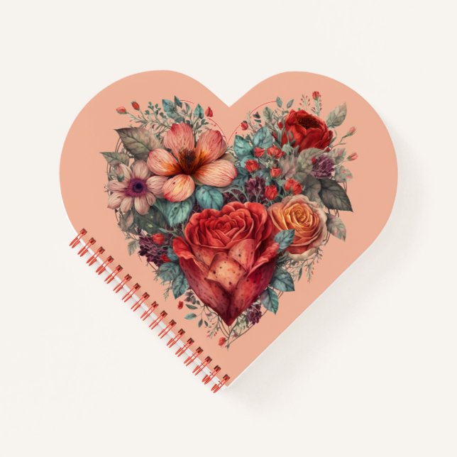 Herz voller Blume Notizbuch (Vorderseite)