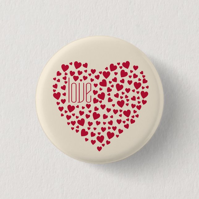 Herz voller Herz-Liebe Rot Button (Vorderseite)