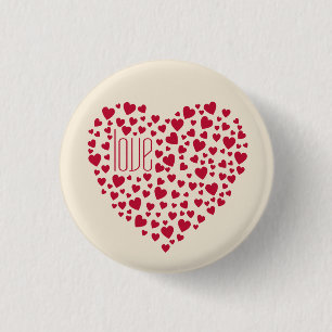 Herz voller Herz-Liebe Rot Button