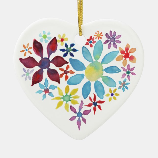 Herz von Blume (Single seitlich - schwarz hinten) Keramikornament (Vorne)