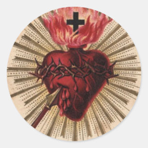 Herz von Jesus (klein) Runder Aufkleber
