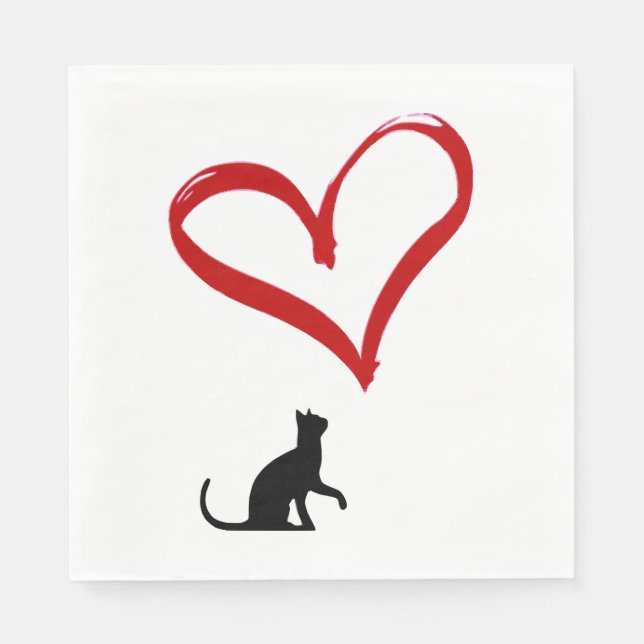 Herz von Katzen Serviette (Vorderseite)