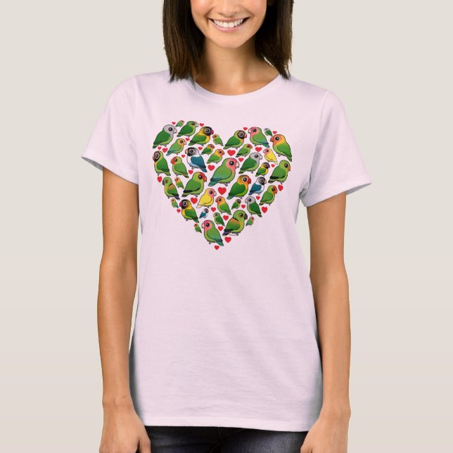 Herz von Lovebirds T-Shirt (Vorderseite)
