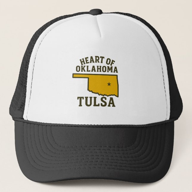 Herz von Oklahoma | Tulsa Staat Map Design Truckerkappe (Vorderseite)