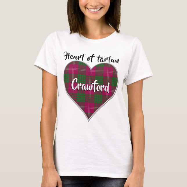 Herz von Tartan Clan Crawford Kariert T-Shirt (Vorderseite)