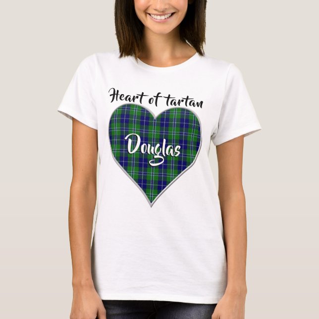 Herz von Tartan Clan Douglas Kariert T-Shirt (Vorderseite)