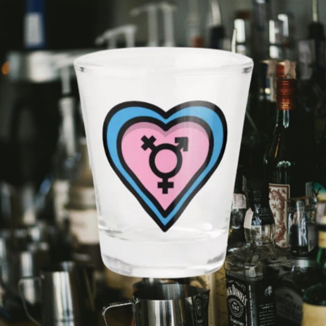 Herz von Trans Pride Shot Glass Schnapsglas (Von Creator hochgeladen)