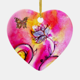 HERZ VON WALLISCHEN BLUME UND SCHALTFLÄDEN KERAMIK ORNAMENT