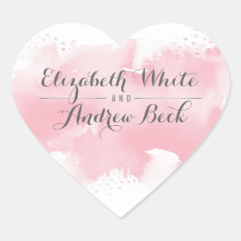 HERZ WEDDING SIEGEL Stilvolles Aquarellblau Rosa Herz-Aufkleber