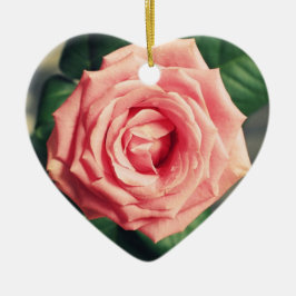Herz-Weihnachtsdekor der rosa Rose Keramik Ornament