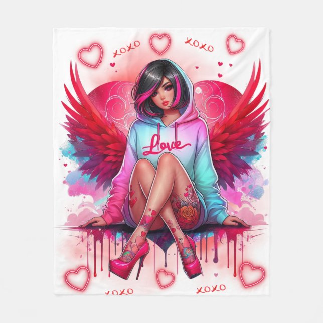 Herz & Wings: Street Angel Fleecedecke (Vorderseite)