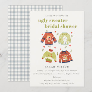 Herz Winter Ugly Sweater Brautparty laden ein Dankeskarte