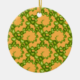 Herz-Wirbel, Grüne-Orange-RUNDE-ORNAMENT Keramikornament