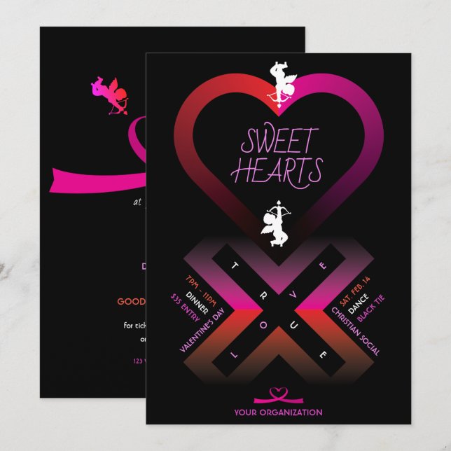 Herz X Sweet Hearts Einladung (Vorne/Hinten)