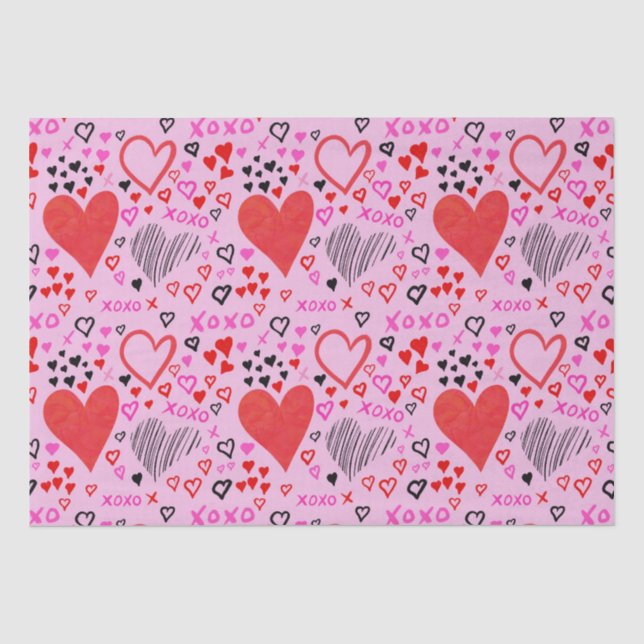 Herz, XOXO-rosa Muster Seidenpapier (Vorderseite)