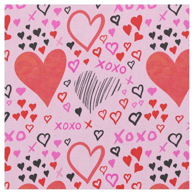 Herz, XOXO-rosa Muster Stoff (Nahaufnahme)