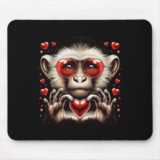 Herz Zeichen Hand Affe Kinder Männer Frauen Affe B Mousepad (Vorne)