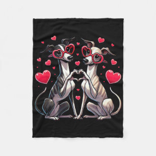 Herz Zeichen Hand Whippet Valentinstag Hund Damen Fleecedecke