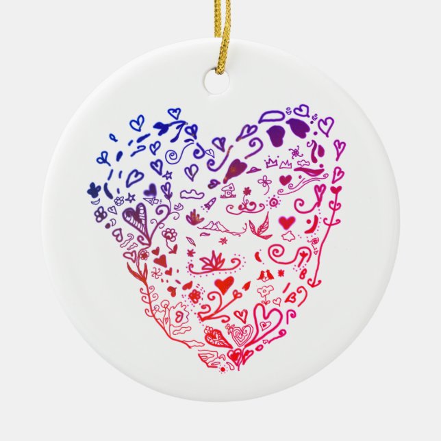 Herz Zeichnend Kreislaufverzierung Keramik Ornament (Vorne)