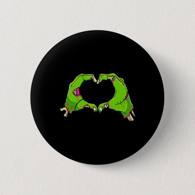 Herz Zombies Halloween Lustig Liebe Horror Männer Button (Vorderseite)
