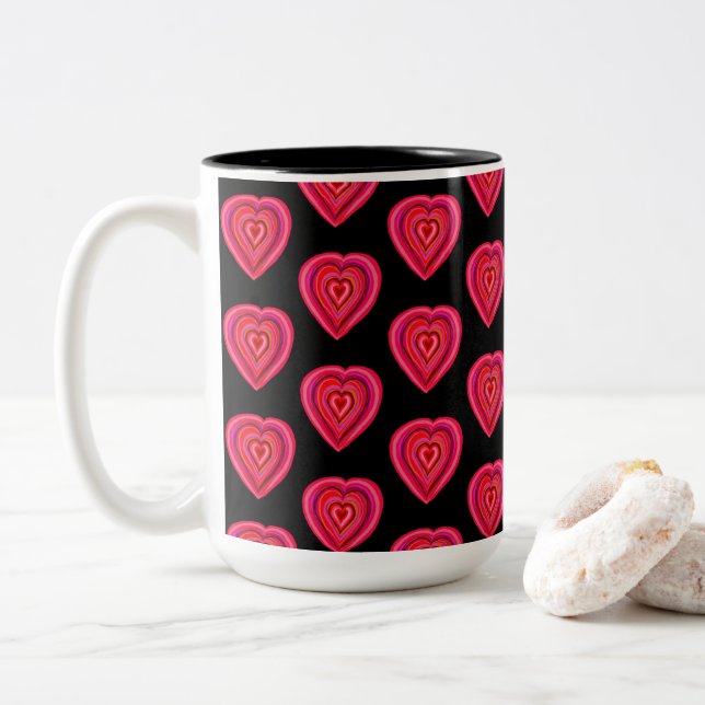 Herz Zweifarbige Tasse (Mit Donut)